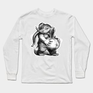 Paunchy elephant vintage drawing in black with white background Long Sleeve T-Shirt